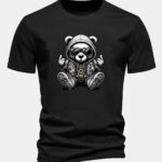 Regular Fit Hip Hop Bear Print Cotton T-Shirt