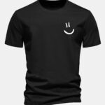 Regular Fit Smiley Face Print Cotton T-Shirt