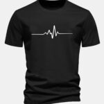 Regular Fit Heartbeat Flatline Print Cotton T-Shirt