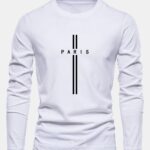 Long Sleeve Paris Stripe Print Cotton T-Shirt