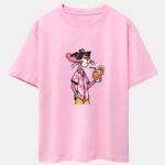 Vacation Pink Panther Print Drop Shoulder Oversize T-Shirt