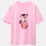 Pink Panther Print Drop Shoulder Oversize T-Shirt