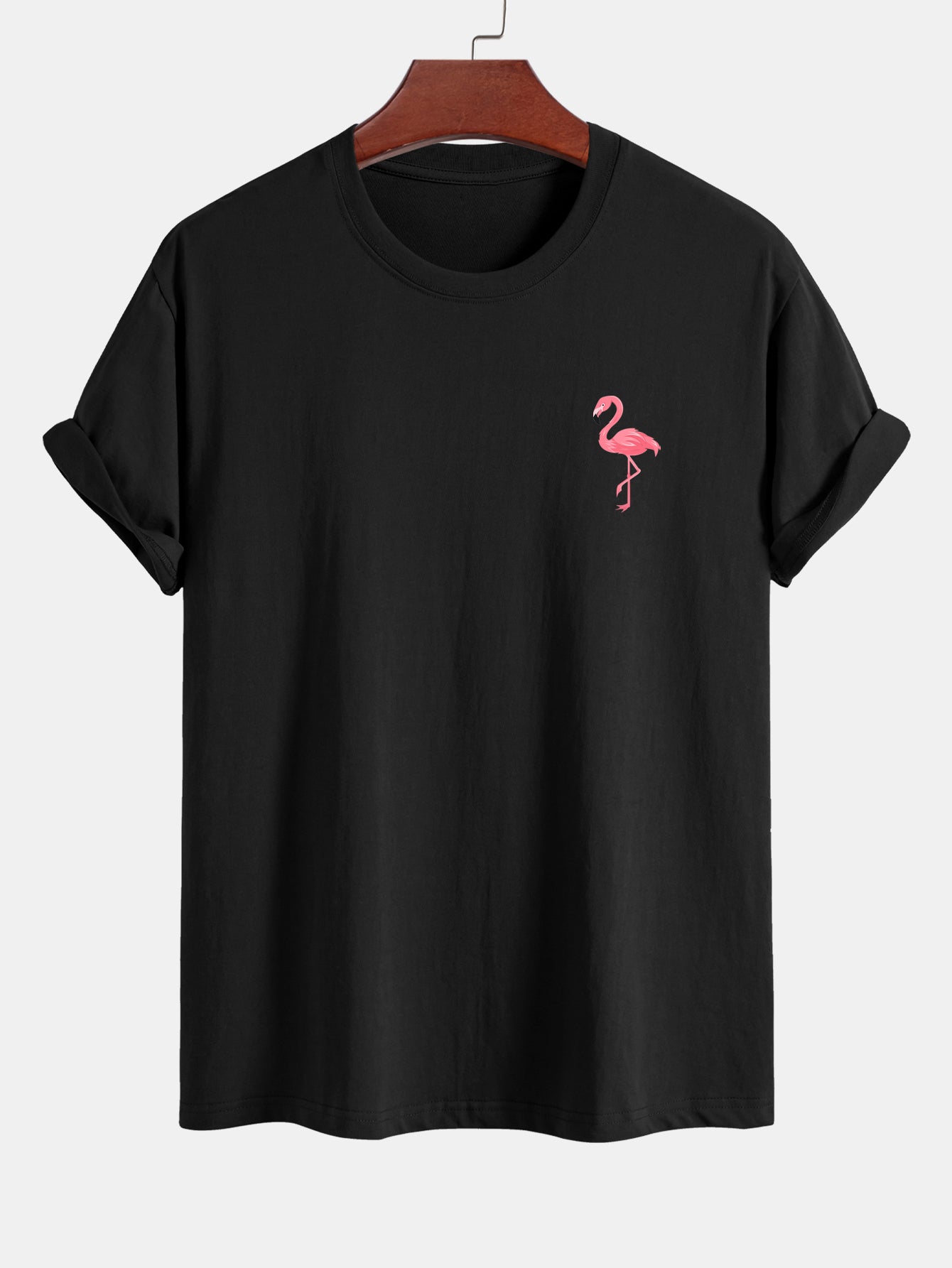 1_7NhptT-1.jpg Regular Fit Flamingo Print Cotton T-Shirt - Image 1