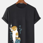 Japanese Cute Cat Print T-Shirt