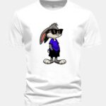 Regular Fit Sunglasses Rabbit Print Cotton T-Shirt