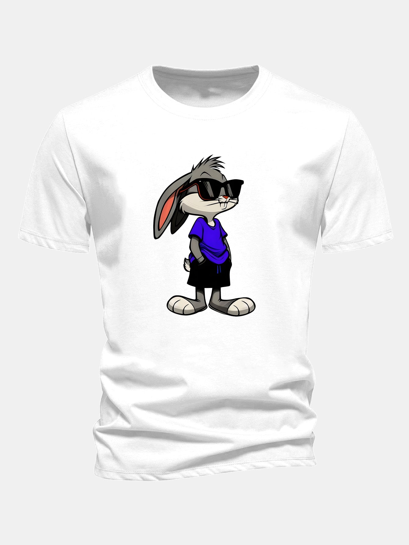 1_eAf7f2-1.jpg Regular Fit Sunglasses Rabbit Print Cotton T-Shirt - Image 1