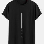Dream Stripe Print Cotton Arc Hem T-Shirt