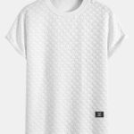 Checkerboard Jacquard  Arc Hem T-Shirt