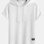Checkerboard Jacquard  Arc Hem Hooded T-Shirt