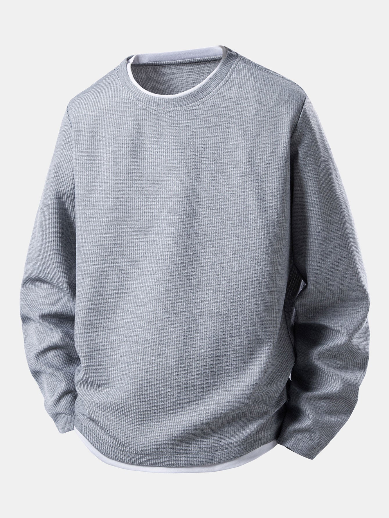 3_x7N74G-1.jpg 2 In 1 Long Sleeved Crew Neck Waffle T-Shirt - Image 1