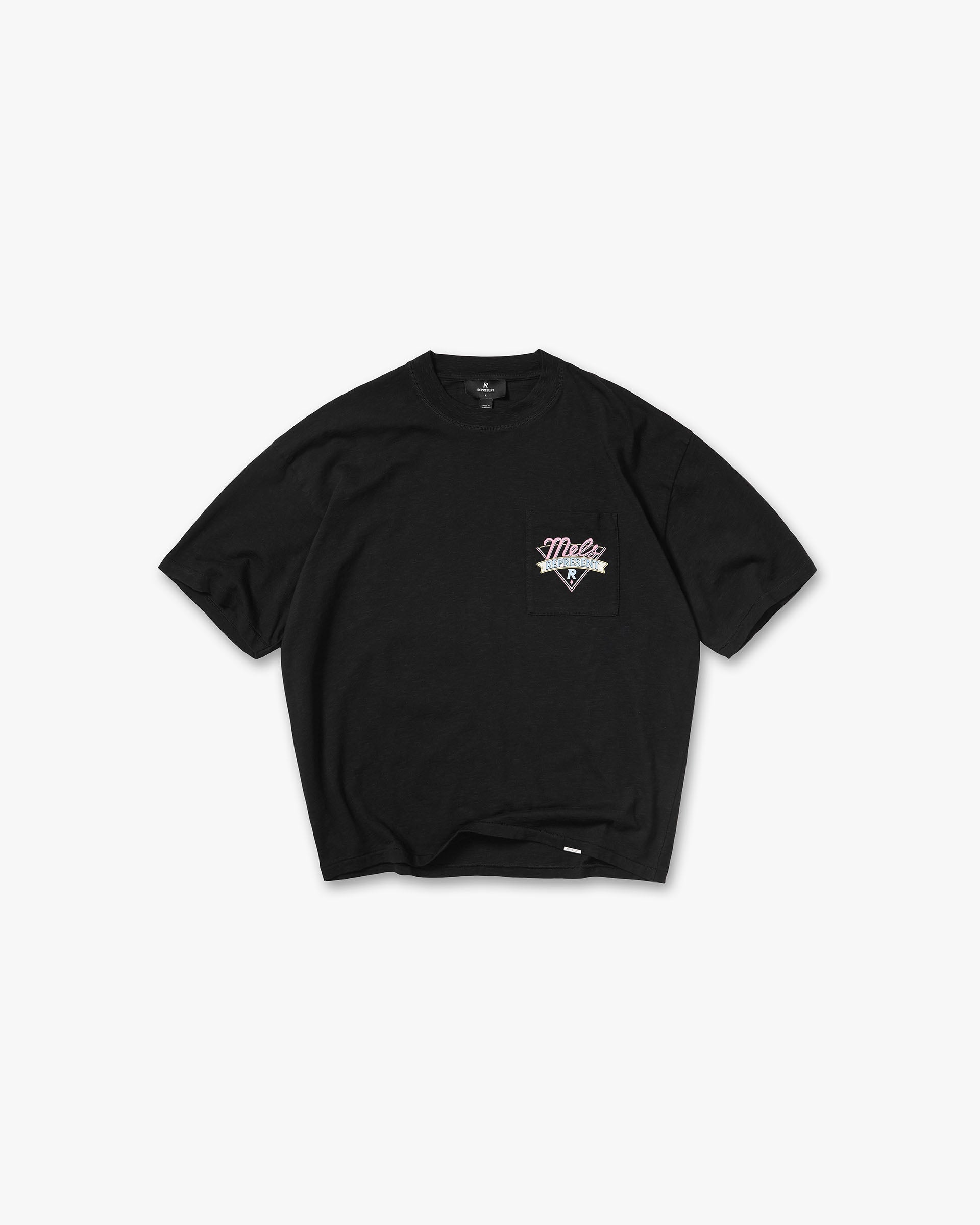 DsSgUTY3kJwdNxDExxPd6-RsVp9z41jQQdvE_iHopxM-1.jpg Represent x Mels Diner T-Shirt - Jet Black - Image 1