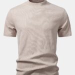 Textured Mock Neck T-Shirt
