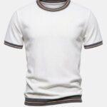 Textured Contrast Crew Neck Knit T-Shirt