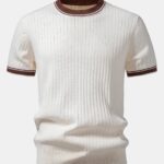 Contrast Trim Crew Neck Knit T-Shirt