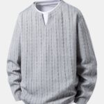 Relax Fit 2 In 1 Twisted Jacquard Notched Collar T-Shirt