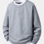 2 In 1 Henley Collar Waffle T-Shirt