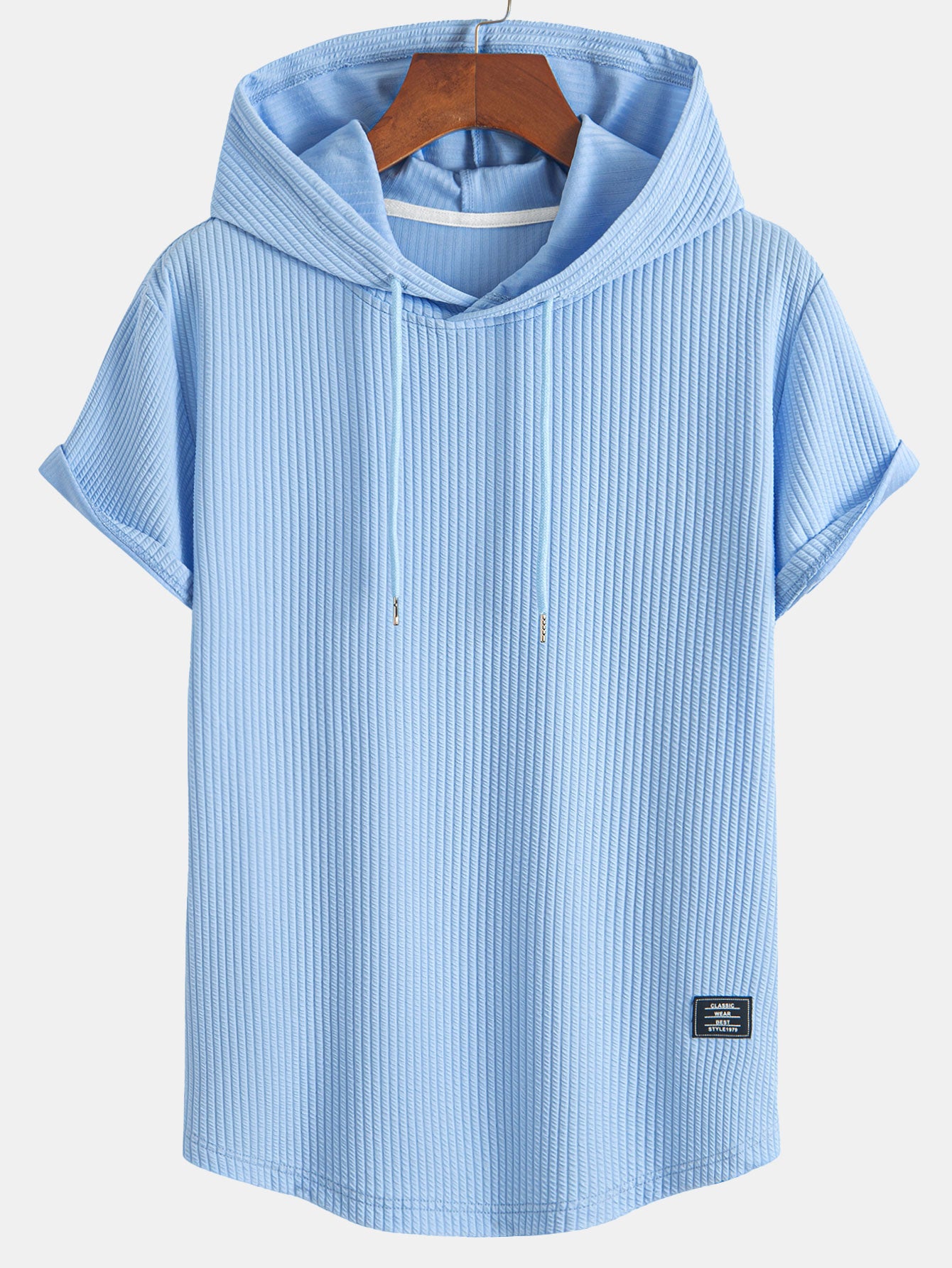 Ribbed Hooded  Arc Hem T-Shirt - Image 1