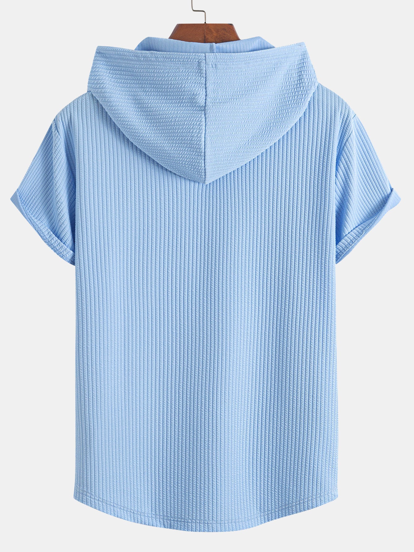 Ribbed Hooded  Arc Hem T-Shirt - Image 2
