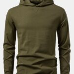 Long Sleeved Cotton Hooded T-Shirt