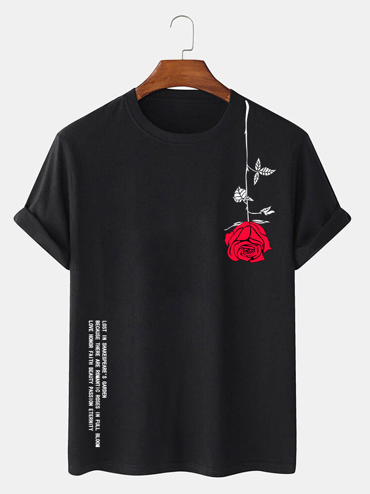 T_5c7ee2cc-3ad7-4bfb-b4a8-804390cc1e6a-1.jpg Slogan Rose Print T-Shirt - Image 1
