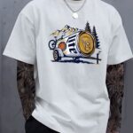 100% Cotton Men's Round Neck Casual Printed T-Shirt 013