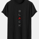 Black Print Cotton Arc Hem T-Shirt