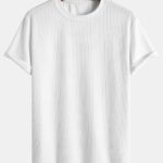 Muscle Fit Ribbed Arc Hem T-Shirt